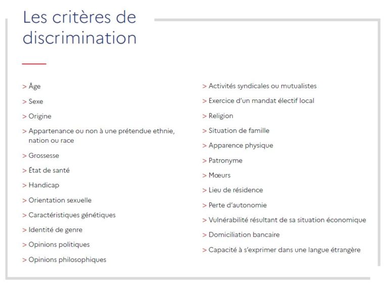 Critères de discrimination - Plateforme anti-discriminations